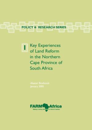 Key Experiences of Land Reform in the Northern Cape Province of South