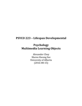 PSYCO 223 Learning Objects Catalogue