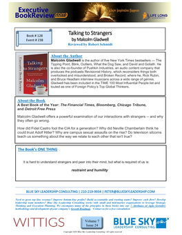 Talking to Strangers Event # 238 by Malcolm Gladwell Reviewed by Robert Schmidt