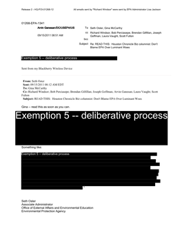 Exemption 5 -- Deliberative Process