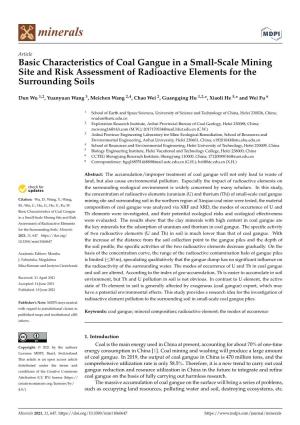 Basic Characteristics of Coal Gangue in a Small-Scale Mining Site and Risk Assessment of Radioactive Elements for the Surrounding Soils