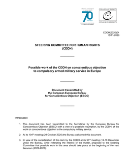 STEERING COMMITTEE for HUMAN RIGHTS (CDDH) Possible