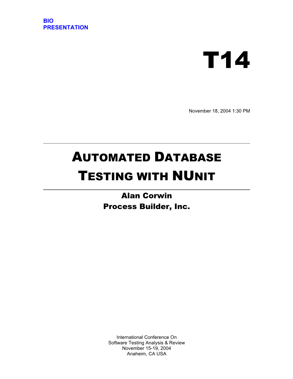 Automated Database Testing with Nunit