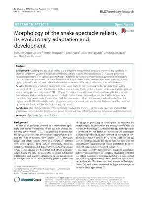 Morphology of the Snake Spectacle Reflects Its Evolutionary Adaptation