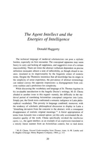 The Agent Intellect and the Energies of Intelligence