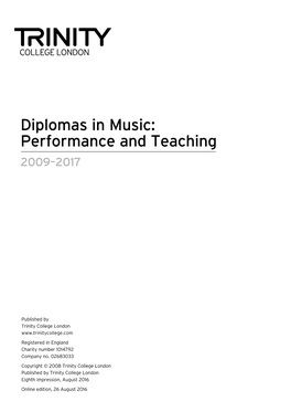Diplomas in Music: Performance and Teaching 2009–2017