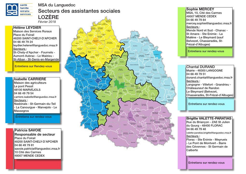 Secteurs Des Assistantes Sociales LOZÈRE