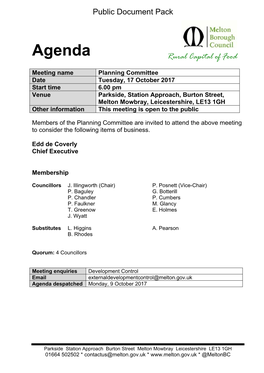 (Public Pack)Agenda Document for Planning Committee, 17/10/2017