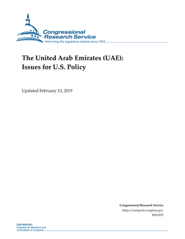The United Arab Emirates (UAE): Issues for US Policy