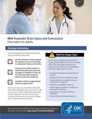 Mild Traumatic Brain Injury and Concussion: Information for Adults