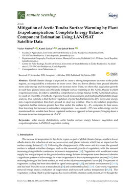 Mitigation of Arctic Tundra Surface Warming by Plant Evapotranspiration: Complete Energy Balance Component Estimation Using LANDSAT Satellite Data