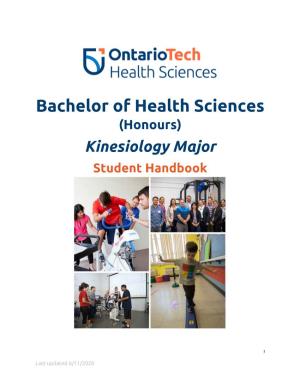 Bachelor of Health Sciences (Honours) Kinesiology Major Student Handbook