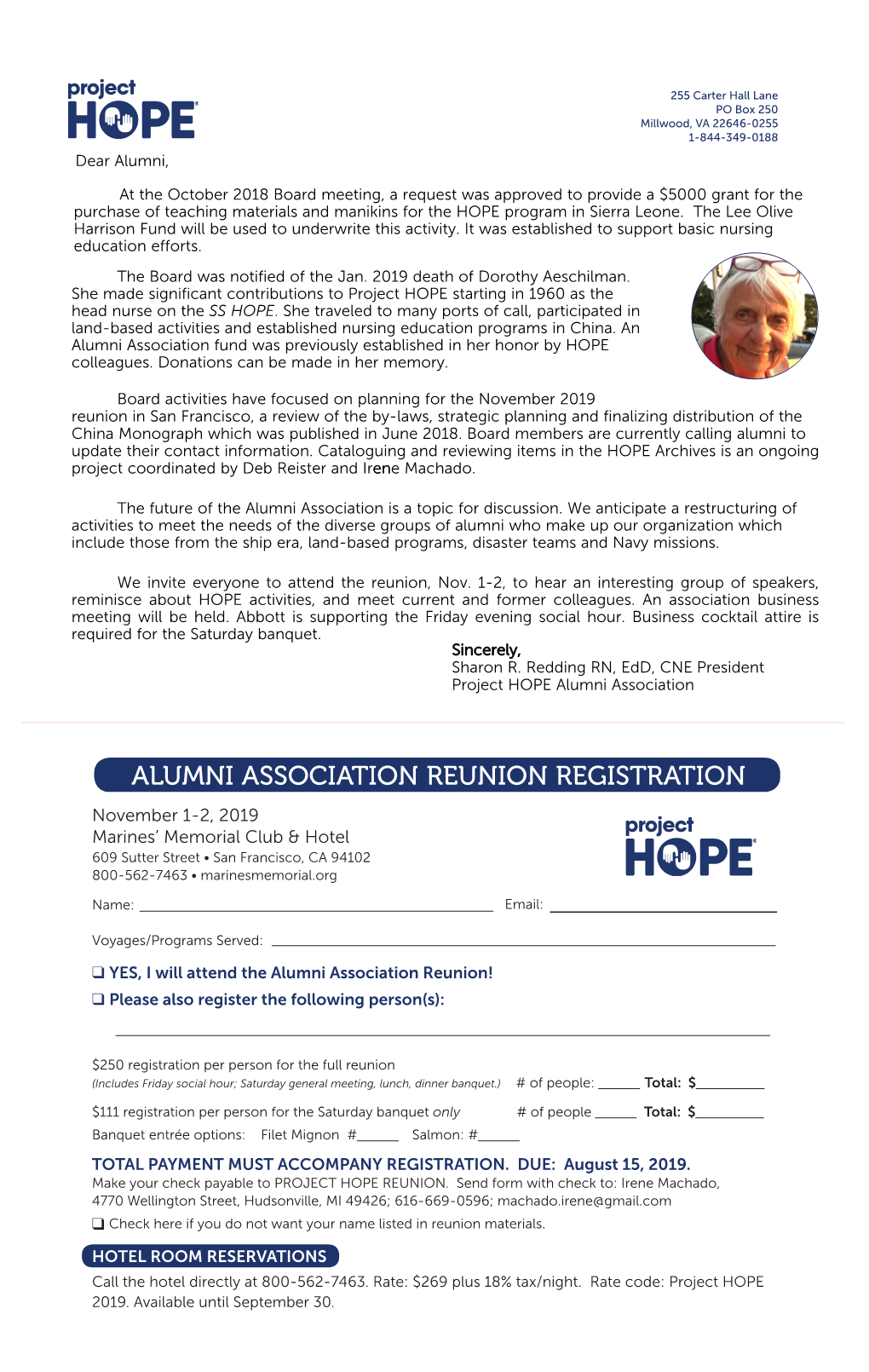 Alumni Association Reunion Registration