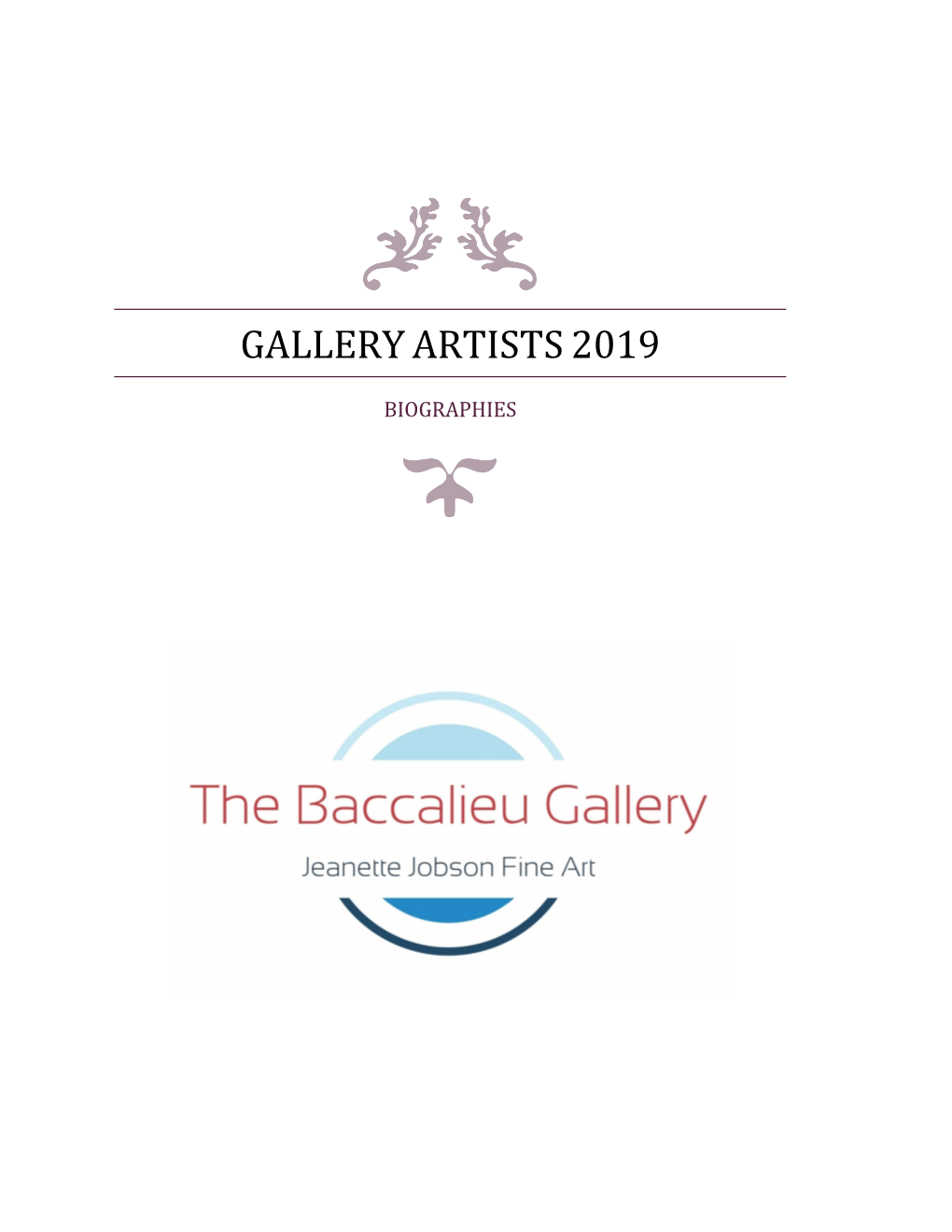 Gallery Artists 2019 Bios