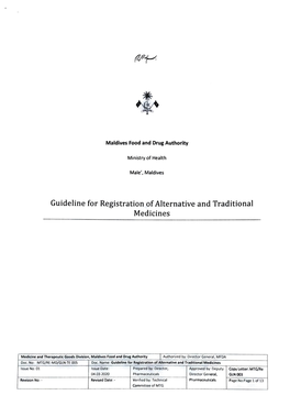 Guideline for Registration of Alternative and Traditional Medicines