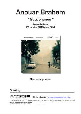 Anouar Brahem “ Souvenance ” Nouvel Album 26 Janvier 2015 Chez ECM