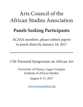 Arts Council of the African Studies Association Panels Seeking Participants