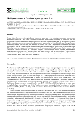 Multi-Gene Analysis of Pseudocercospora Spp. from Iran