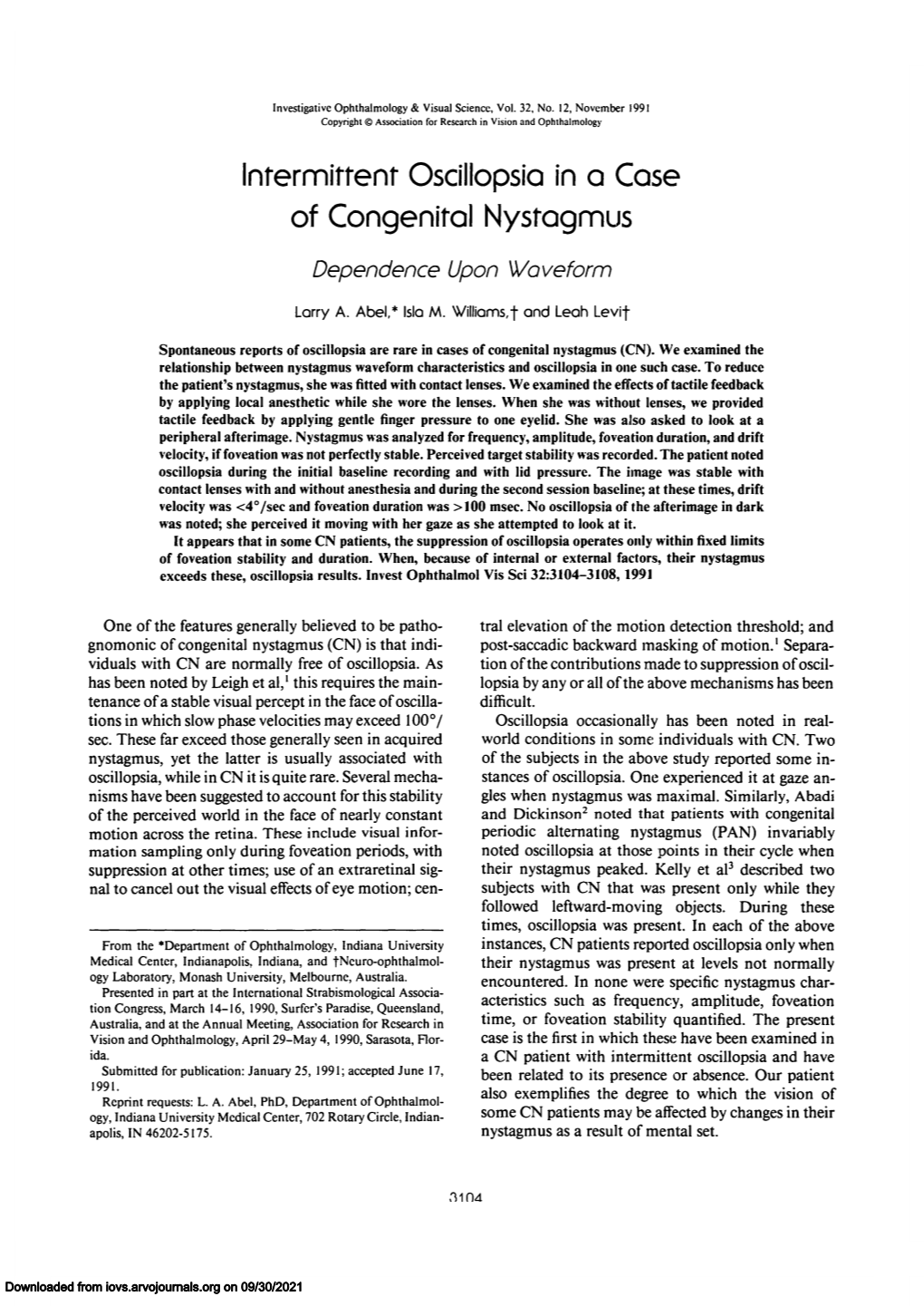 Intermittent Oscillopsia in a Case of Congenital Nystagmus