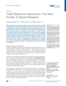 Yeast–Bacterium Interactions: the Next Frontier in Nectar Research