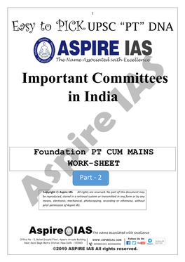Important Committees in India