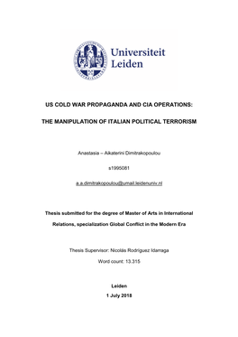 Us Cold War Propaganda and Cia Operations: the Manipulation Of