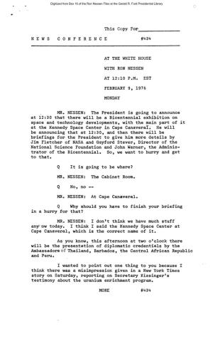Press Secretary Briefings, 2/9/76