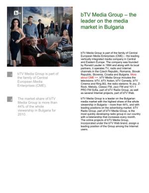 Btv Media Group – the Leader on the Media Market in Bulgaria