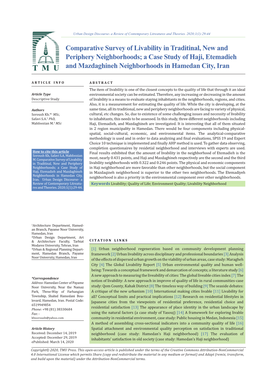 Comparative Survey of Livability in Traditinal, New and Periphery Neighborhoods; a Case Study of Haji, Etemadieh and Mazdaghineh Neighborhoods in Hamedan City, Iran