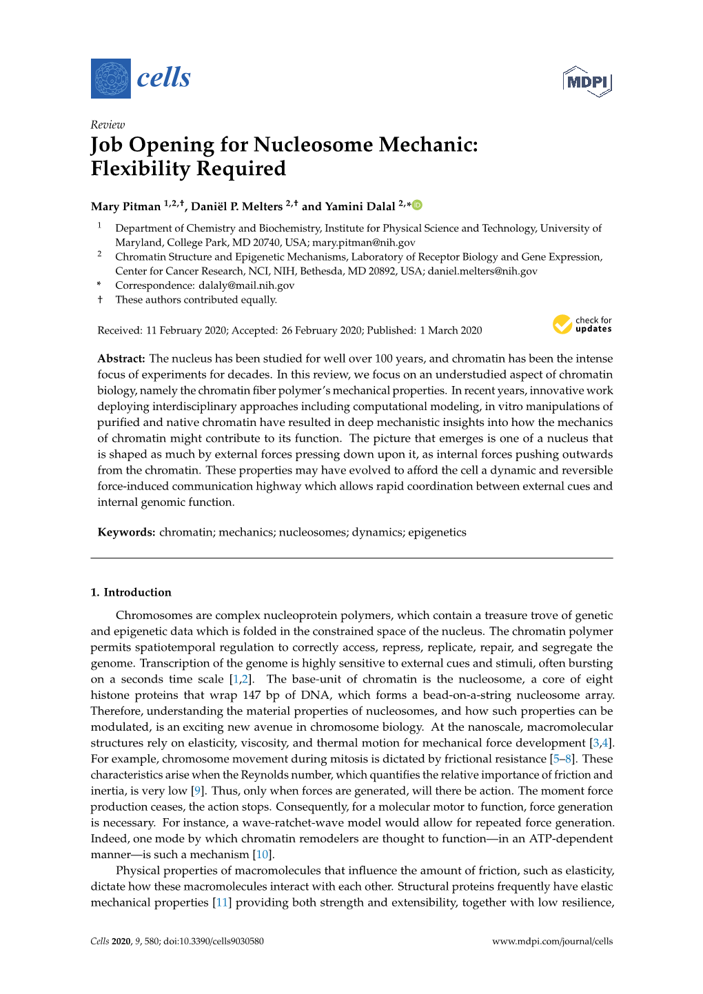 Job Opening for Nucleosome Mechanic: Flexibility Required