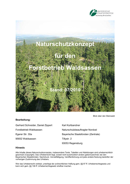 Naturschutzkonzept Für Den Forstbetrieb Waldsassen