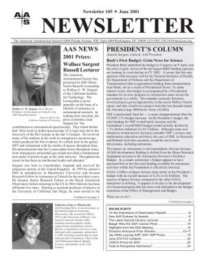 Newsletter 105 ª June 2001 NEWSLETTER