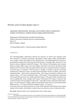 Phenolic Acids of Walnut (Juglans Regia L.)1