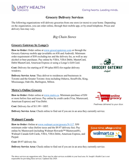 Grocery Delivery Services the Following Organizations Will Delivery Groceries from One Store (Or More) to Your Home