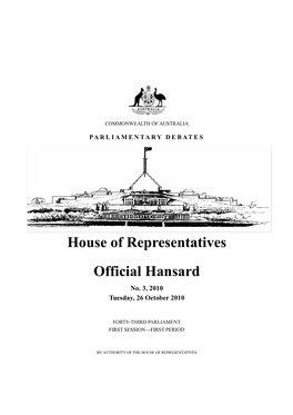 House of Representatives Official Hansard No