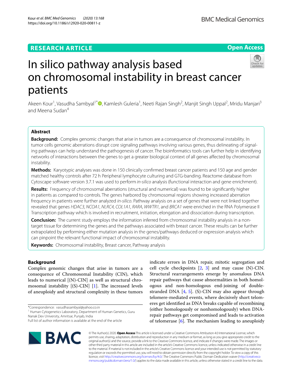 In Silico Pathway Analysis Based on Chromosomal Instability in Breast