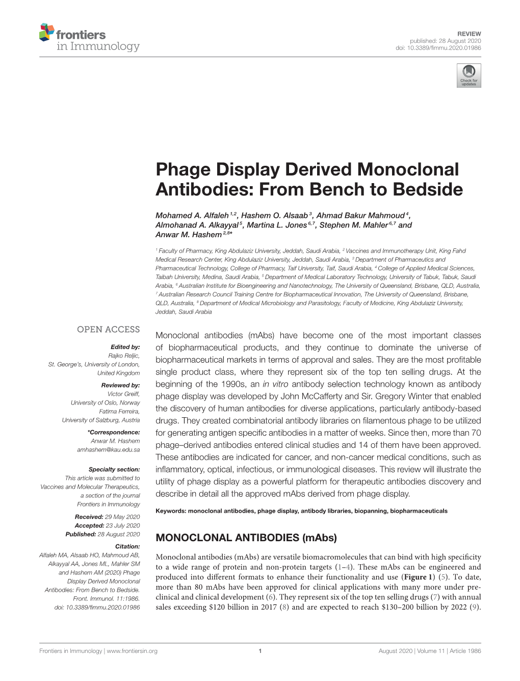 Phage Display Derived Monoclonal Antibodies: from Bench to Bedside