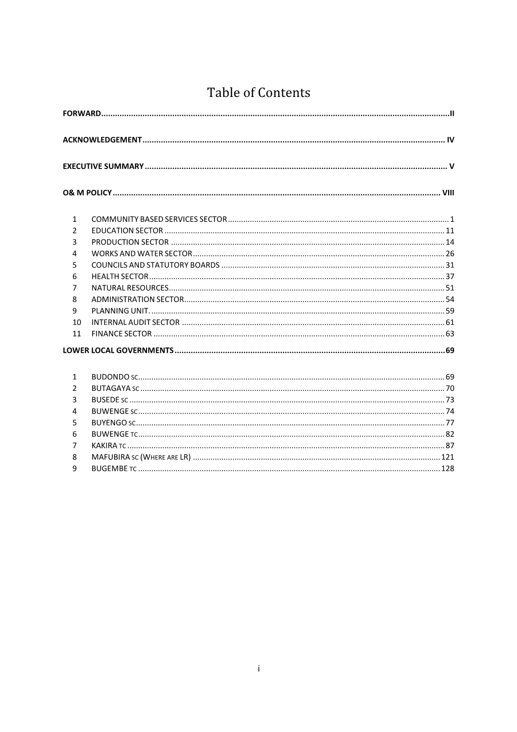 Table of Contents