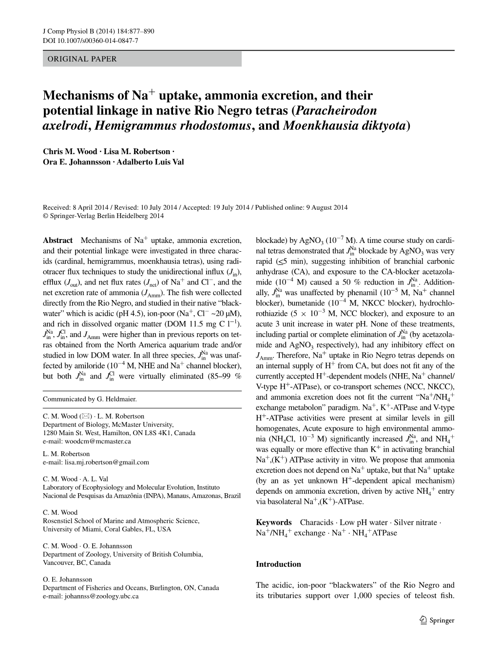 Mechanisms of Na+ Uptake, Ammonia Excretion, and Their Potential