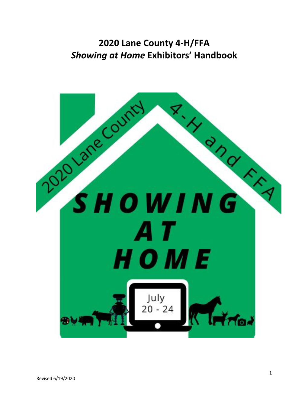 2020 Lane County 4-H/FFA Showing at Home Exhibitors' Handbook