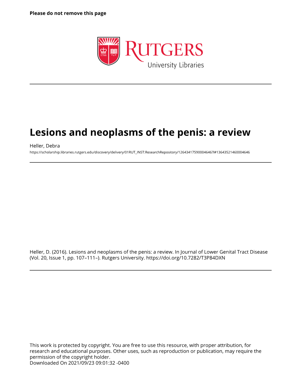 Lesions and Neoplasms of the Penis: a Review