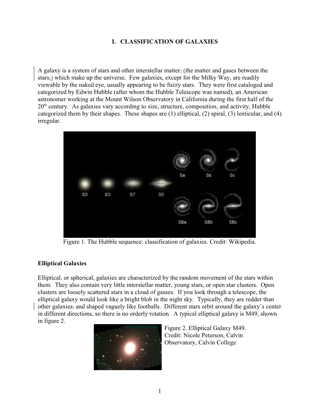 I. Classification of Galaxies