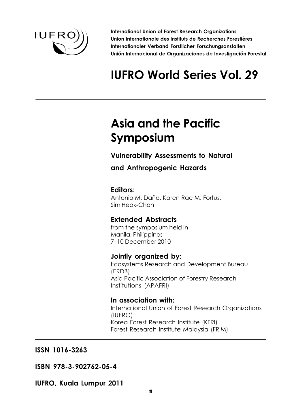 IUFRO World Series Vol. 29 Asia and the Pacific Symposium