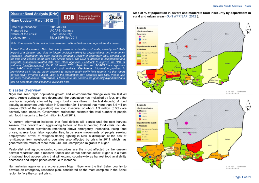 Disaster Need Analysis (DNA)