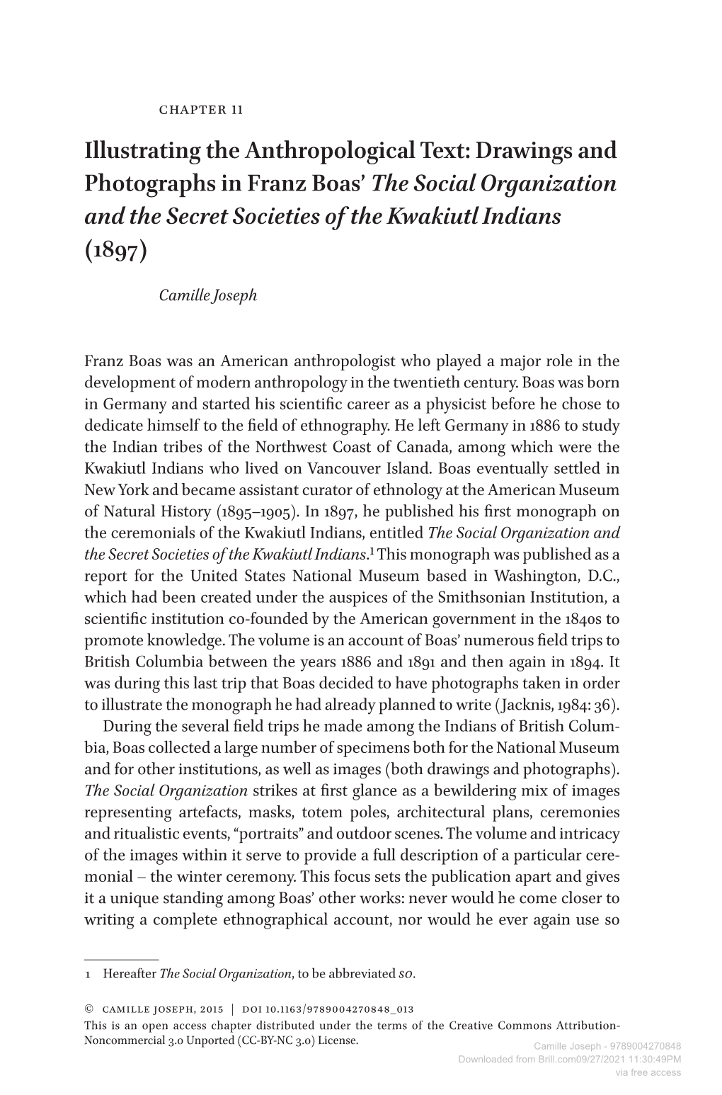 Illustrating the Anthropological Text: Drawings and Photographs in Franz Boas’ the Social Organization and the Secret Societies of the Kwakiutl Indians (1897)