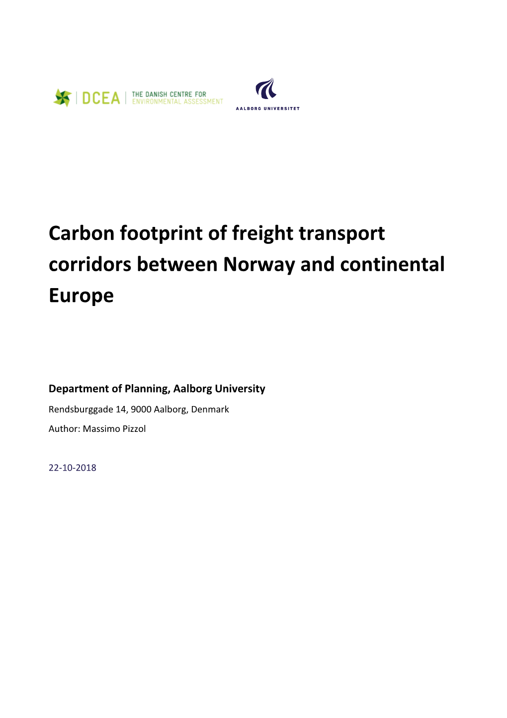 Carbon Footprint of Freight Transport Corridors Between Norway and Continental Europe