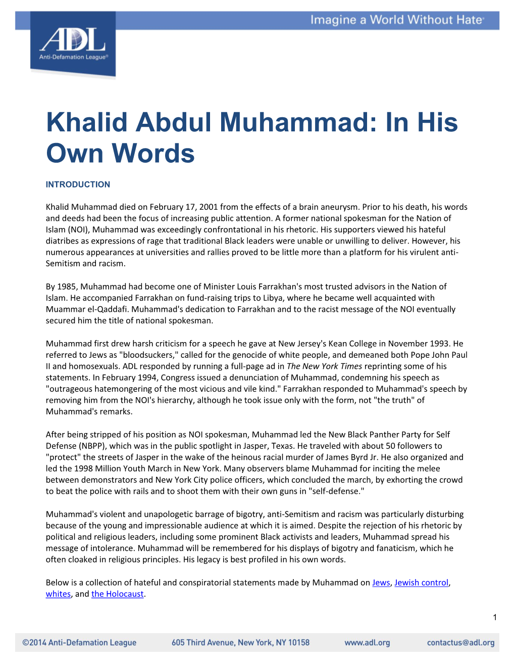 Khalid Abdul Muhammad: in His Own Words