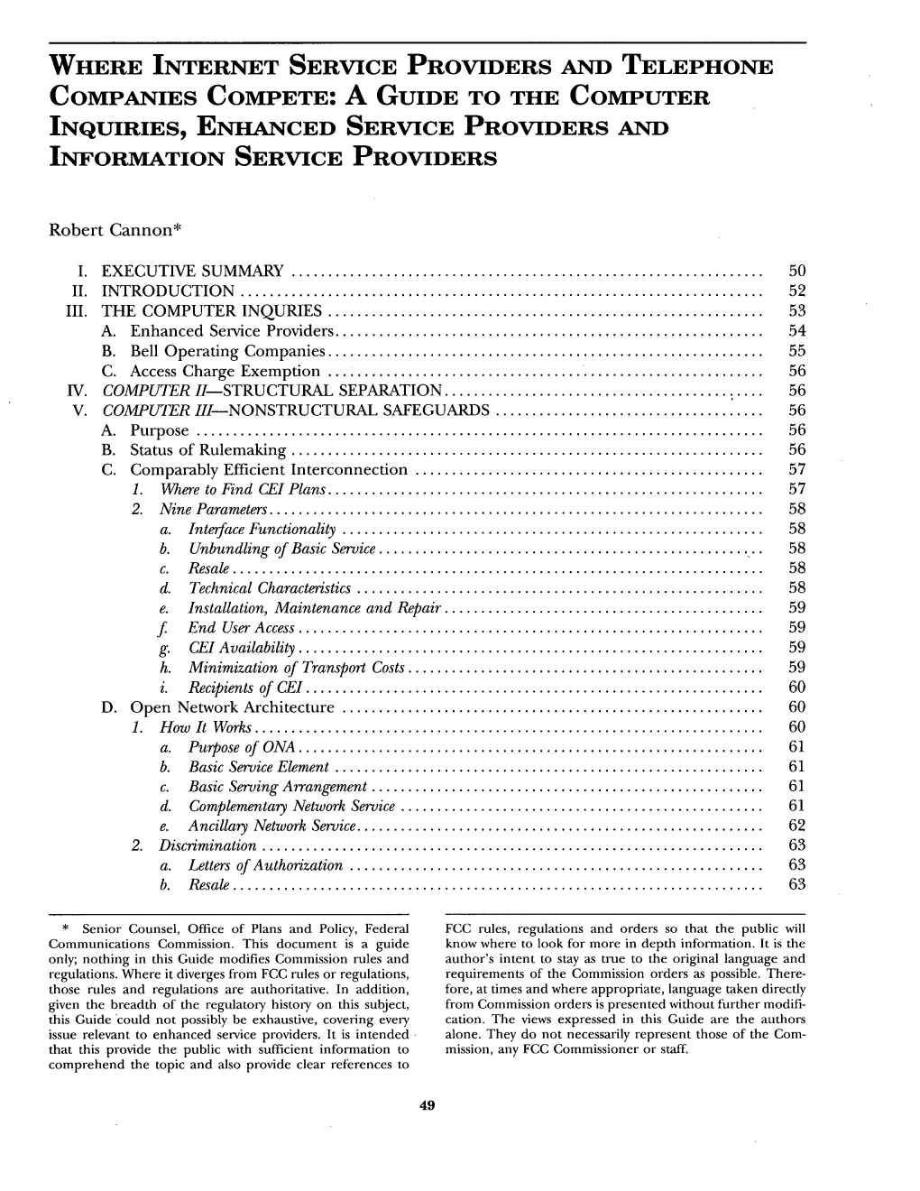 Industry Guide: Where Internet Service Providers and Telephone Companies Compete: a Guide to the Computer Inquiries, Enhanced Se