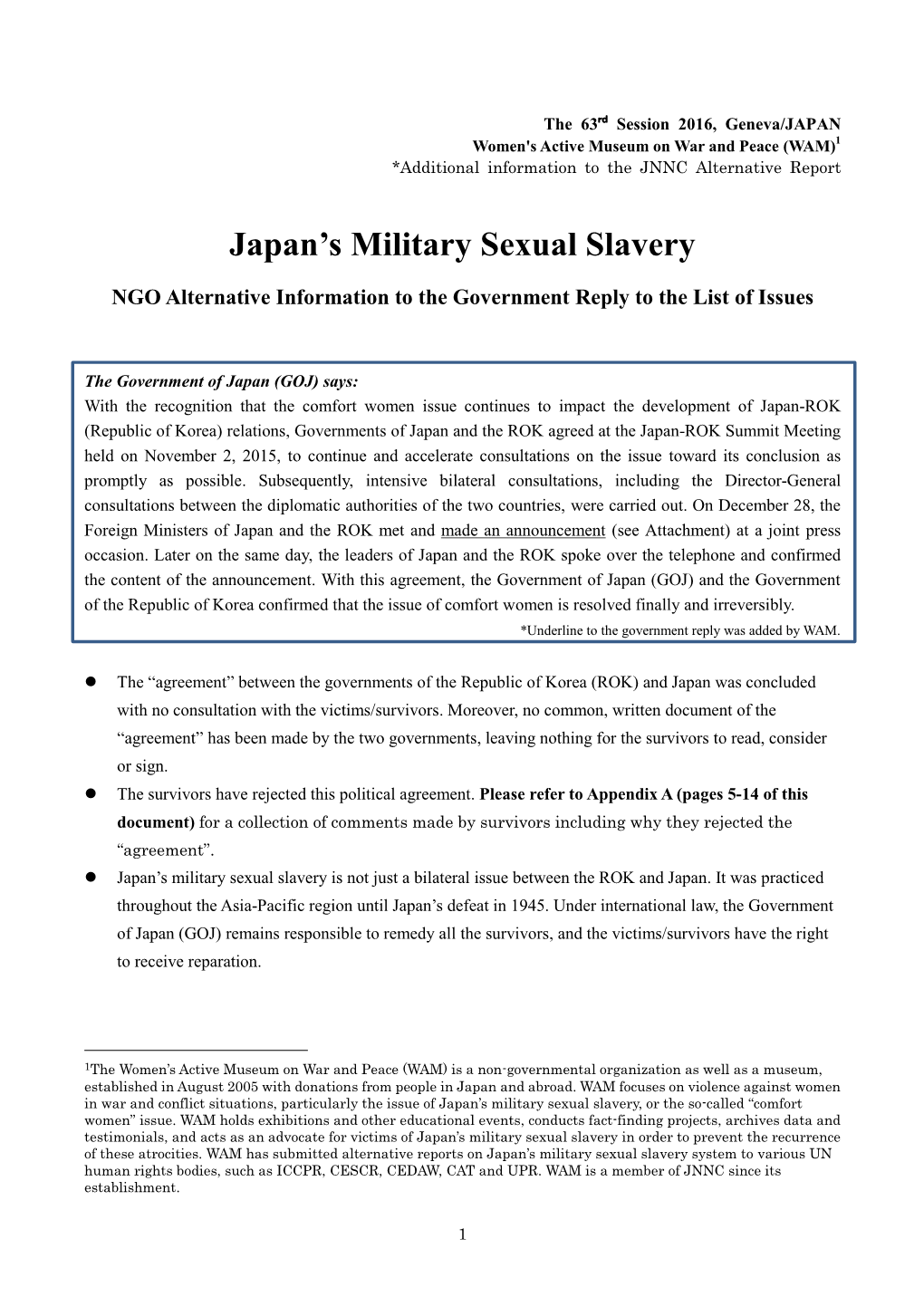 Japan's Military Sexual Slavery