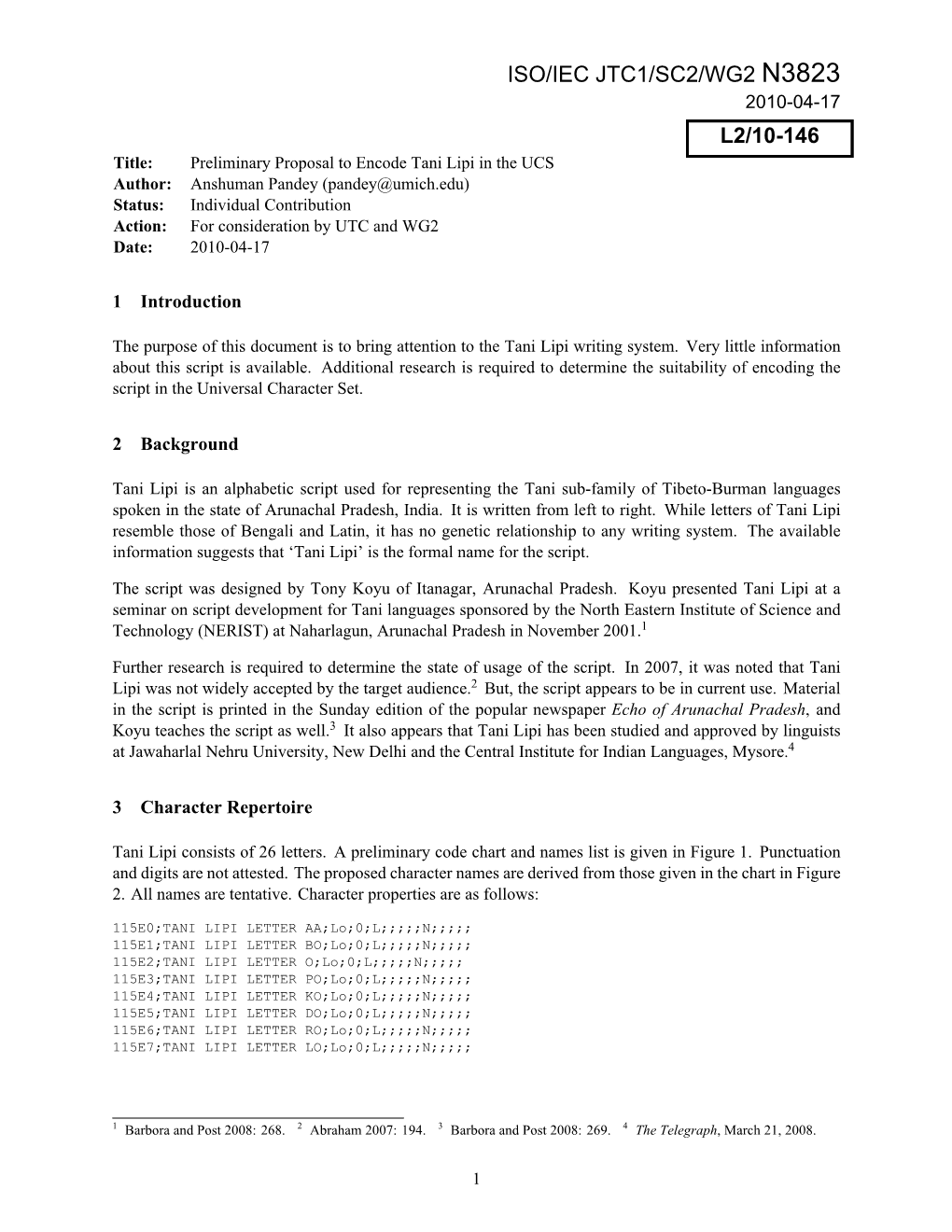 Iso/Iec Jtc1/Sc2/Wg2 L2/10-146